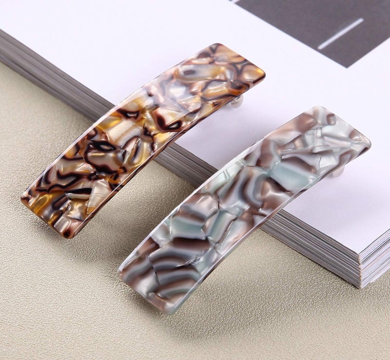 Eyegla 2PCS Hair Barrettes Tortoise Shell French Design Celluloid Rectangle Hair Clips for Women - Image 4