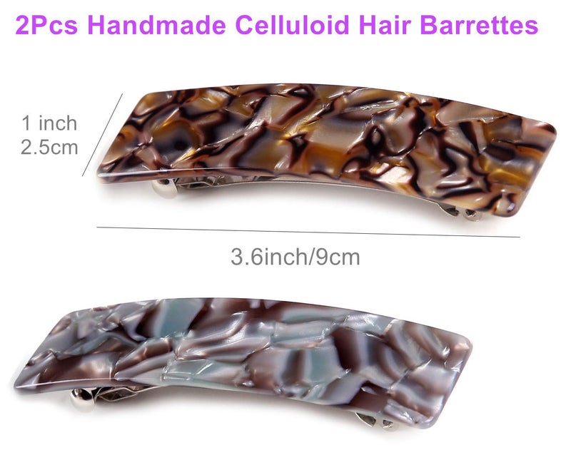 Eyegla 2PCS Hair Barrettes Tortoise Shell French Design Celluloid Rectangle Hair Clips for Women - Image 3