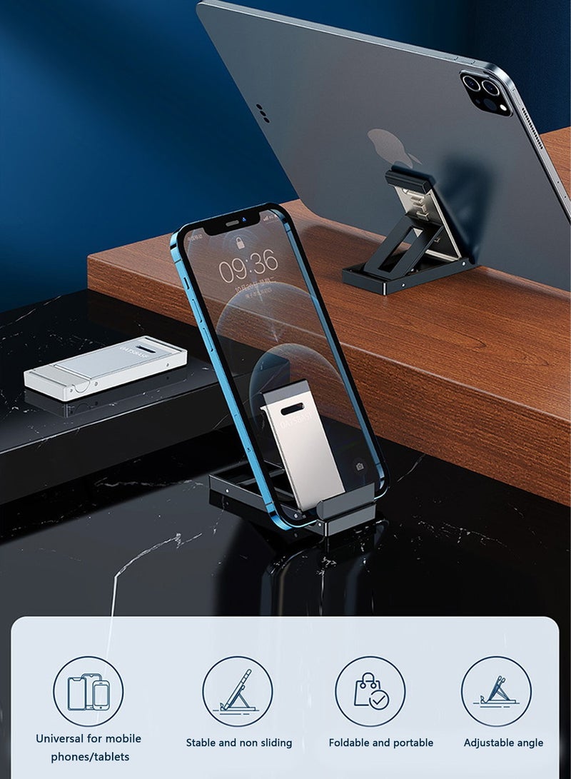 Oatsbasf Cell Phone Stand,Portable Mobile Phone Holder,Adjustable iPhone Stand for Desk,Foldable View Angle Stand,Stable Alloy Metal Mobile Stand Compatible with iPhone 15 Series, All Smart Phones - Image 3