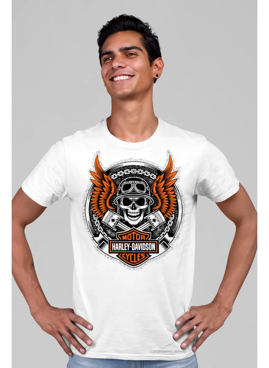 Rock&Roll Biker Skull White Men's T-Shirt