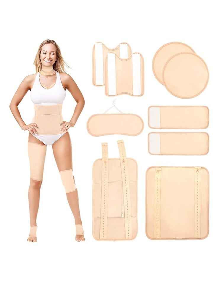Castor Oil Pack Wrap, 9 Pcs Reusable Organic Castor Oil Pack Kit for Neck Chest Waist Back Knee and Feet, Adjustable Elastic Straps Castor Oil Compress Pads, Machine Washable Anti Oil Leak - Image 1