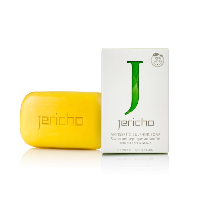 Jericho Dead Sea Sulfur Soap with Olive Oil â€“ Helps with Acne, Psoriasis, Eczema & Blackheads â€“ For Oily to Normal Skin â€“ Vegan Face & Body Bar for Men & Women, 4.4 Oz / 125 g (Pack of 1) - Image 1