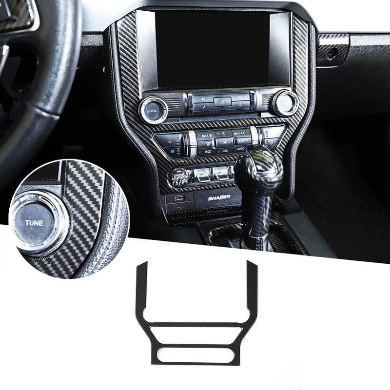 RTTCZ Carbon Fiber Center Console Multimedia Panel Decoration Trim Sticker Accessories for Ford Mustang 2015 2016 2017 2018 2019 2020 2021 2022