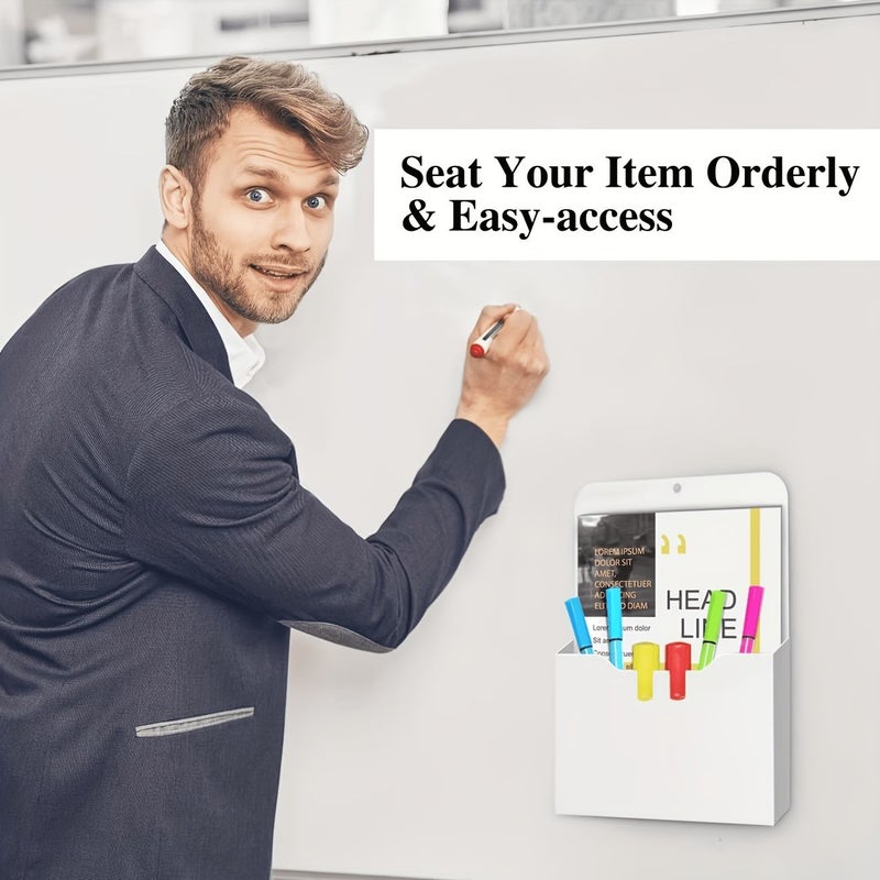 2pcs Magnetic File Holders for Refrigerator Wall Mounted Organizer with Multiple Compartments for Office and Home Storage Perfect for Letters Papers and Small Items - Image 3