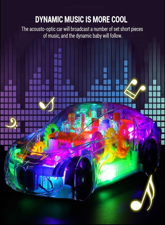 VGRASSP Gear Display Transparent Car Toy for Kids - 360 Degree Rotating Concept Racing Vehicle with 3D Flashing LED Lights and Music (Color as per Stock) (Transparent Car) - Image 3