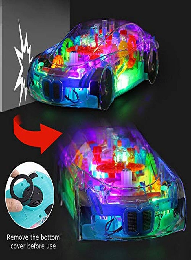 VGRASSP Gear Display Transparent Car Toy for Kids - 360 Degree Rotating Concept Racing Vehicle with 3D Flashing LED Lights and Music (Color as per Stock) (Transparent Car) - Image 2