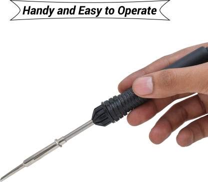 Hillgrove 10In1 Basic Complete 30W Soldering Iron Kit with 5 Meter Solder Wire, Cutter, Stand, Flux, Bit, Tape, Tester, Tweezer, Wick 30 W Simple (Flat Tip) - Image 3