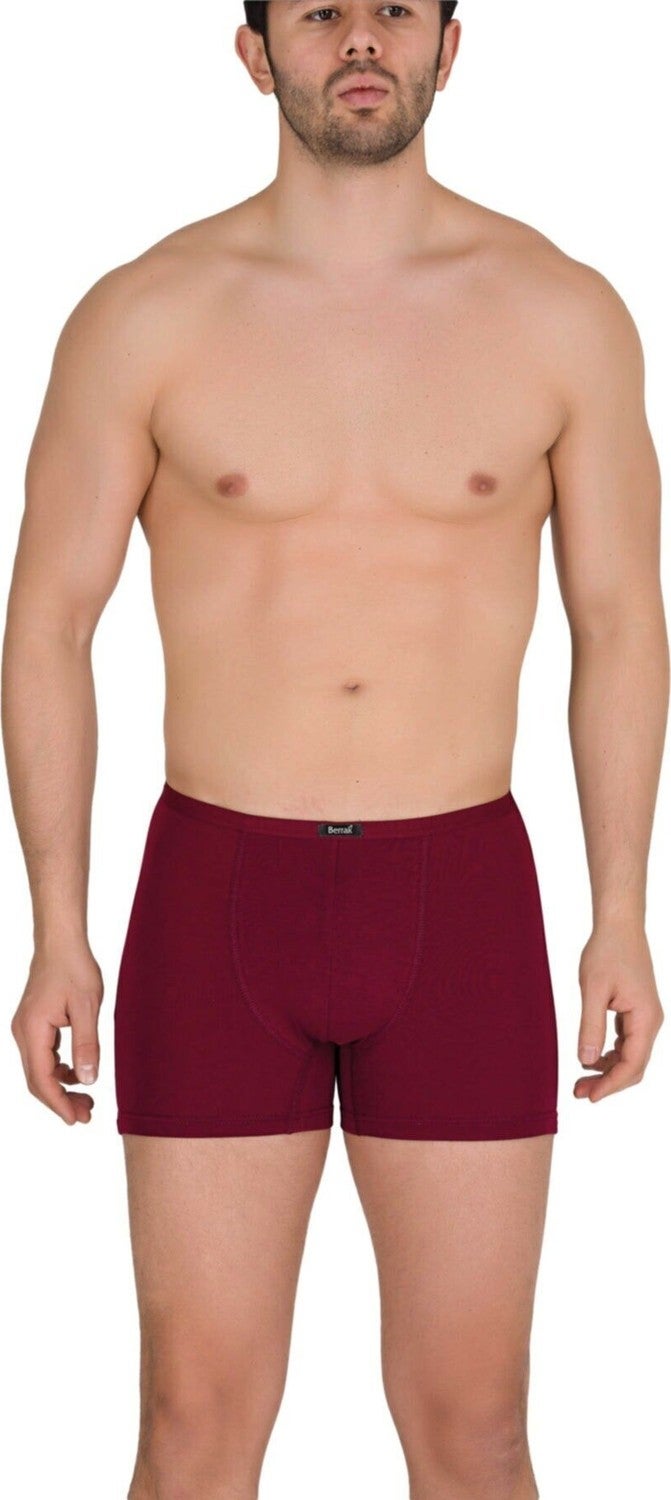 Berrak 2 Pieces Claret Red Color Slim Belted Modal Boxer