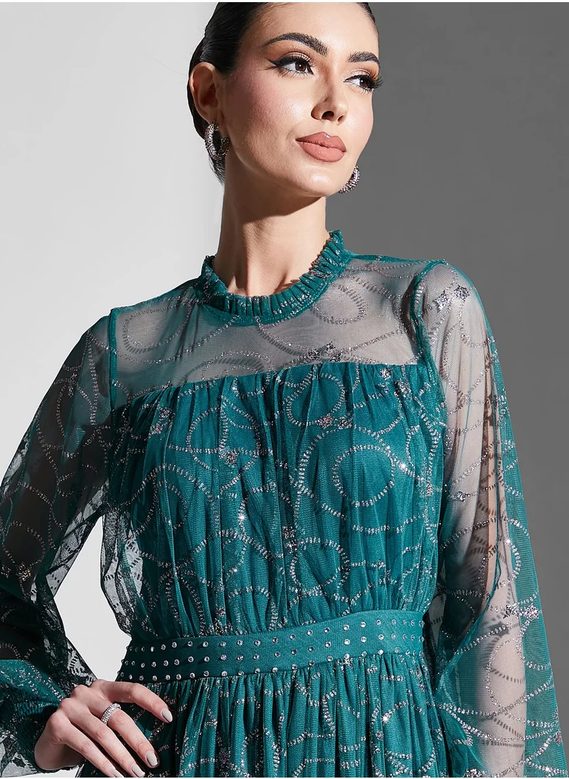 Khizana Shimmer Printed Dress