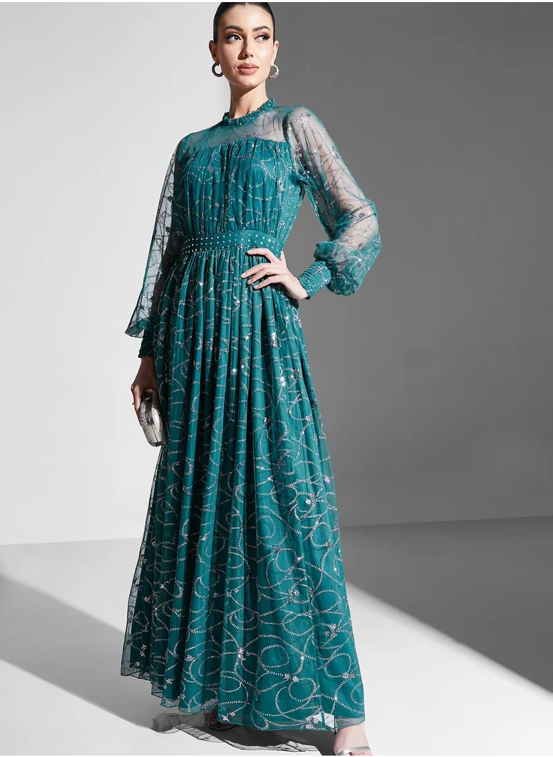 Khizana Shimmer Printed Dress