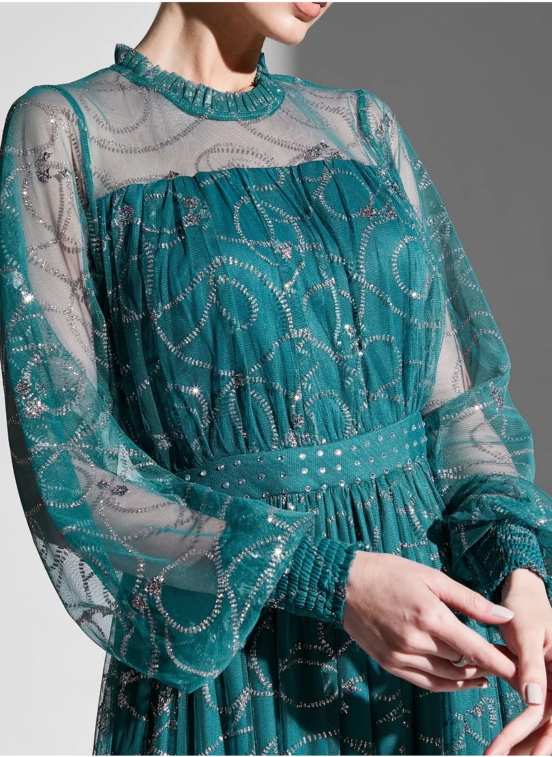 Khizana Shimmer Printed Dress