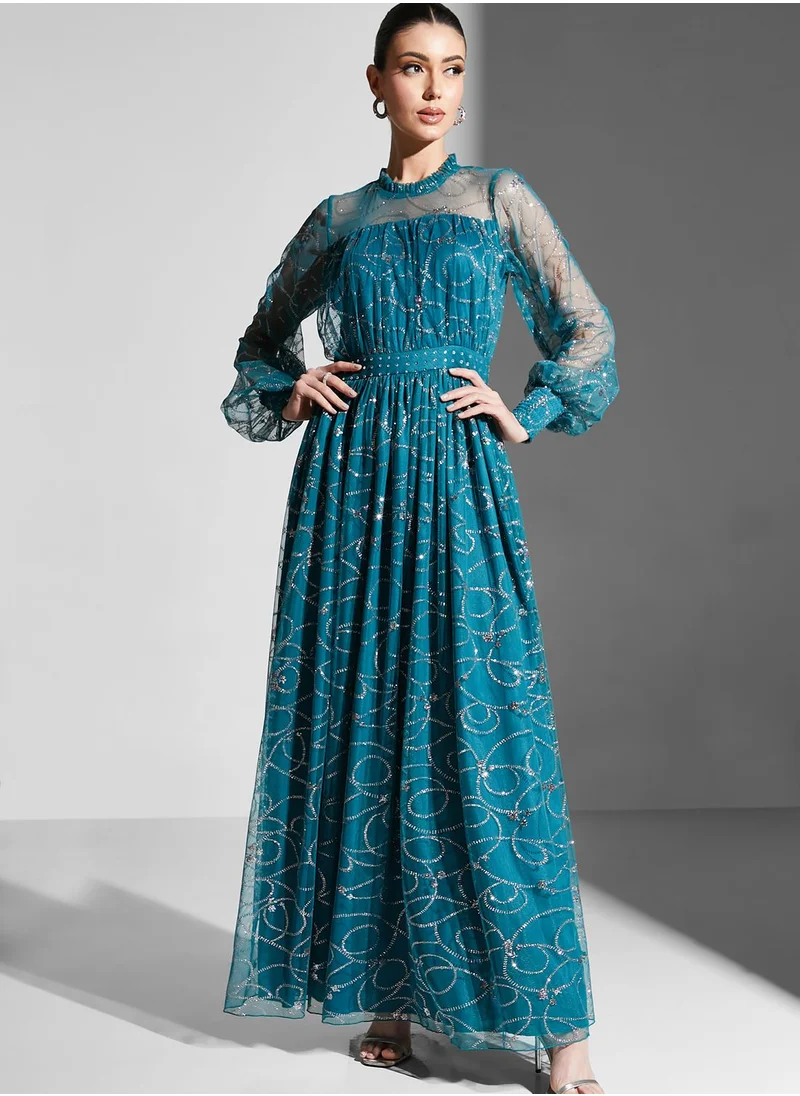 Khizana Shimmer Printed Dress