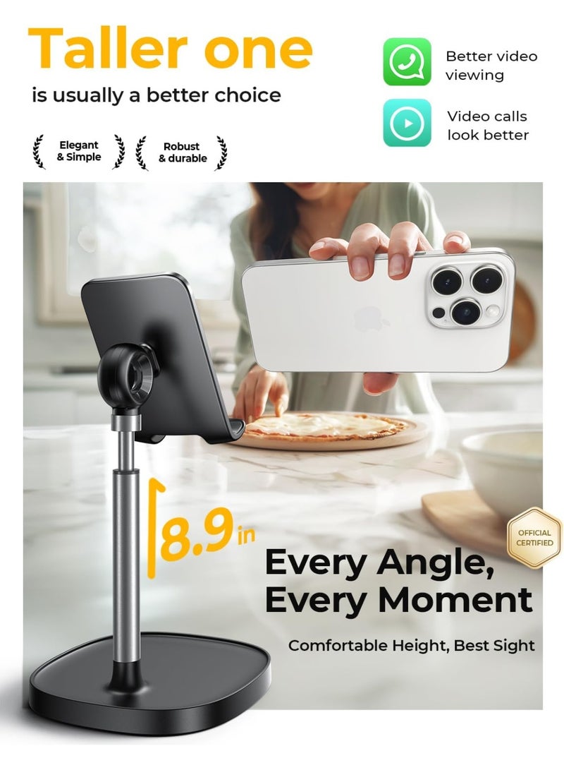 حامل هاتف محمول قابل للتعديل للمكتب – قاعدة تثبيت لجميع الهواتف والأجهزة اللوحية 4-10 بوصة – إكسسوارات مكتب وحامل للمطبخ – متوافق مع آيفون 16، سامسونج، سويتش، كيندل، آيباد - Image 3