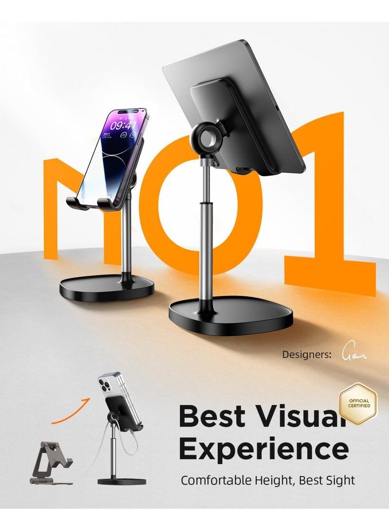 حامل هاتف محمول قابل للتعديل للمكتب – قاعدة تثبيت لجميع الهواتف والأجهزة اللوحية 4-10 بوصة – إكسسوارات مكتب وحامل للمطبخ – متوافق مع آيفون 16، سامسونج، سويتش، كيندل، آيباد - Image 2