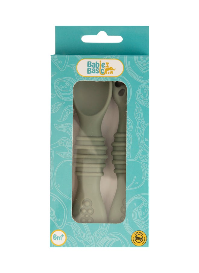 Babies Basic Soft Tip Bpa Free Silicone First Stage Training Spoon With Masher- Bottle Green  - Image 4