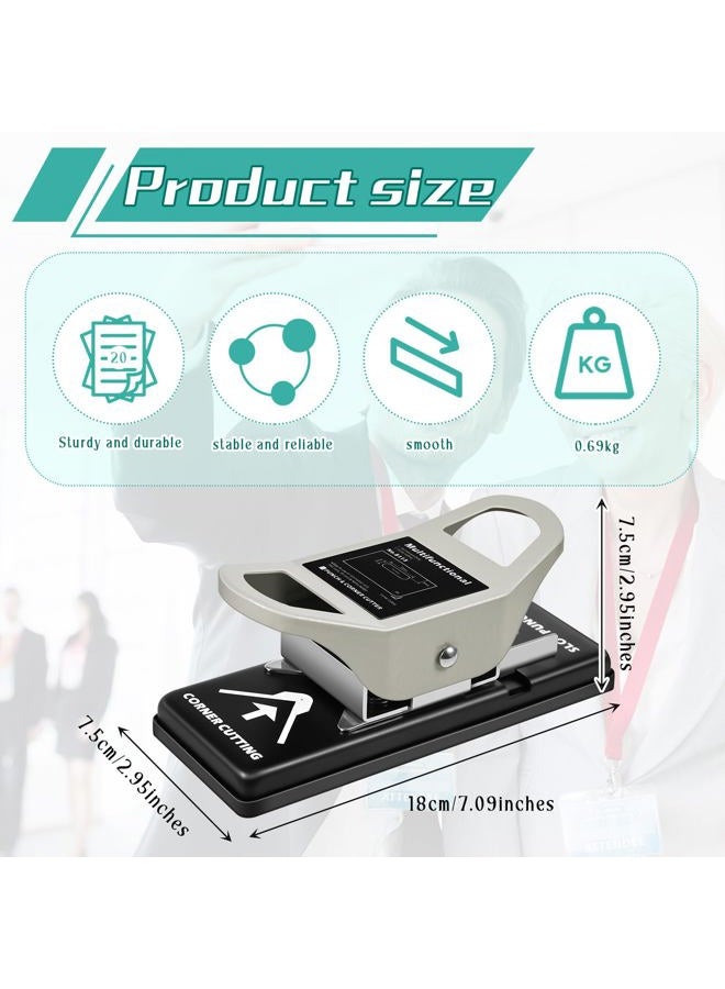 Engrowtic 2 in 1 ID Badge Slot Hole Punch 3 x 13 mm and R5 Card Corner Trimmer Dual Use Hand Hold Slot Flat Hole Puncher DIY Corner Rounder Punch Tool for PVC ID Card Name Badge Photo Paper Crafts - Image 2