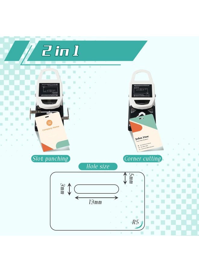 Engrowtic 2 in 1 ID Badge Slot Hole Punch 3 x 13 mm and R5 Card Corner Trimmer Dual Use Hand Hold Slot Flat Hole Puncher DIY Corner Rounder Punch Tool for PVC ID Card Name Badge Photo Paper Crafts - Image 3