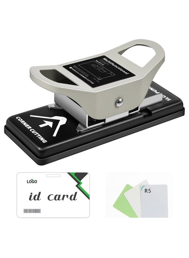 Engrowtic 2 in 1 ID Badge Slot Hole Punch 3 x 13 mm and R5 Card Corner Trimmer Dual Use Hand Hold Slot Flat Hole Puncher DIY Corner Rounder Punch Tool for PVC ID Card Name Badge Photo Paper Crafts - Image 1