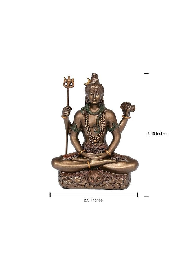 Saugat Traders Lord Shiva Idol for Car Dashboard Cold Brass Bronze Shiv Ji Murti Meditating, Padmasana Sitting Statue for Home Décor, Diwali & New Year Gift - 3.4 Inches - Image 3