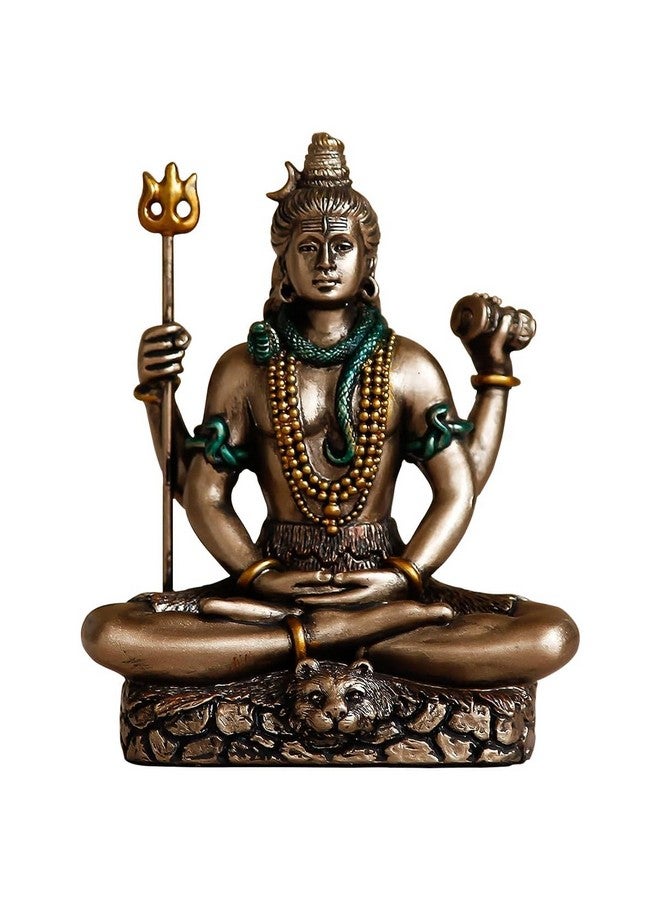 Saugat Traders Lord Shiva Idol for Car Dashboard Cold Brass Bronze Shiv Ji Murti Meditating, Padmasana Sitting Statue for Home Décor, Diwali & New Year Gift - 3.4 Inches - Image 1