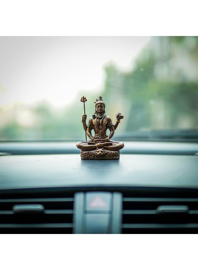 Saugat Traders Lord Shiva Idol for Car Dashboard Cold Brass Bronze Shiv Ji Murti Meditating, Padmasana Sitting Statue for Home Décor, Diwali & New Year Gift - 3.4 Inches - Image 2