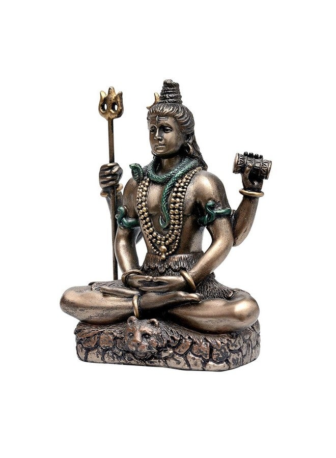Saugat Traders Lord Shiva Idol for Car Dashboard Cold Brass Bronze Shiv Ji Murti Meditating, Padmasana Sitting Statue for Home Décor, Diwali & New Year Gift - 3.4 Inches - Image 5