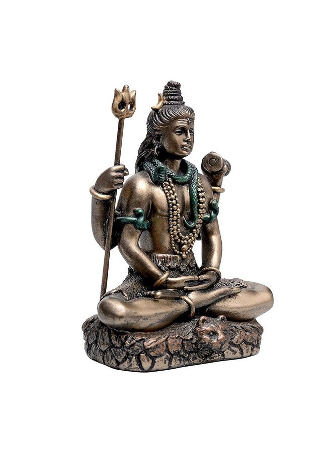 Saugat Traders Lord Shiva Idol for Car Dashboard Cold Brass Bronze Shiv Ji Murti Meditating, Padmasana Sitting Statue for Home Décor, Diwali & New Year Gift - 3.4 Inches - Image 4