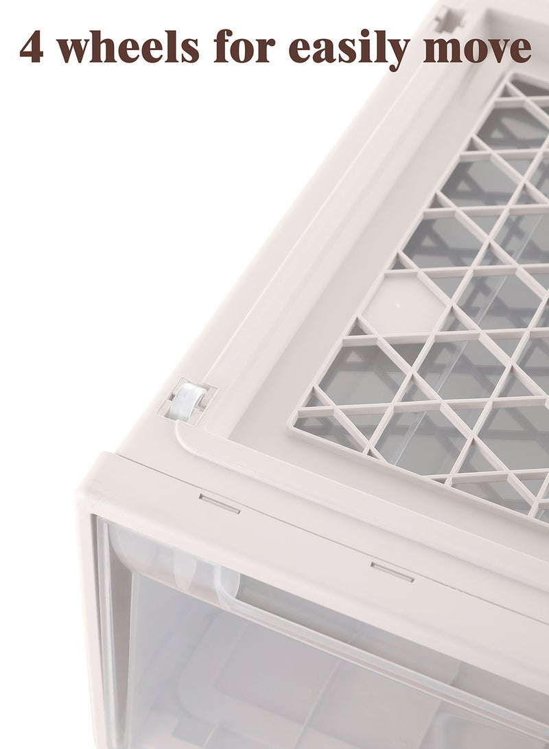 Ollieroo صندوق تخزين بلاستيكي بيج مع عجلات - منظم PP قابل للتكديس مع درج سهل السحب وعجلات سهلة التركيب للتخزين في الخزانة والمكتب وغرفة النوم، 47.5 × 45 × 23 سم - Image 5