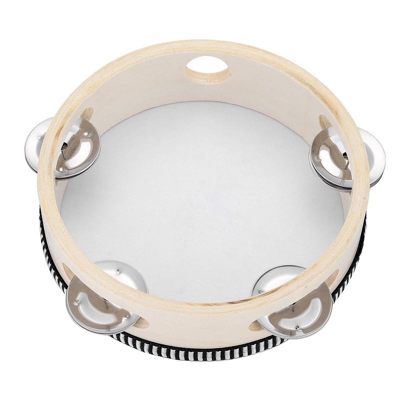 Musfunny Hand Held Tambourine Drum 6 inch Bell Birch Metal Jingles Percussion Gift Musical Educational Drum Instrument for KTV Party Kids Games (6 inch) - Image 2