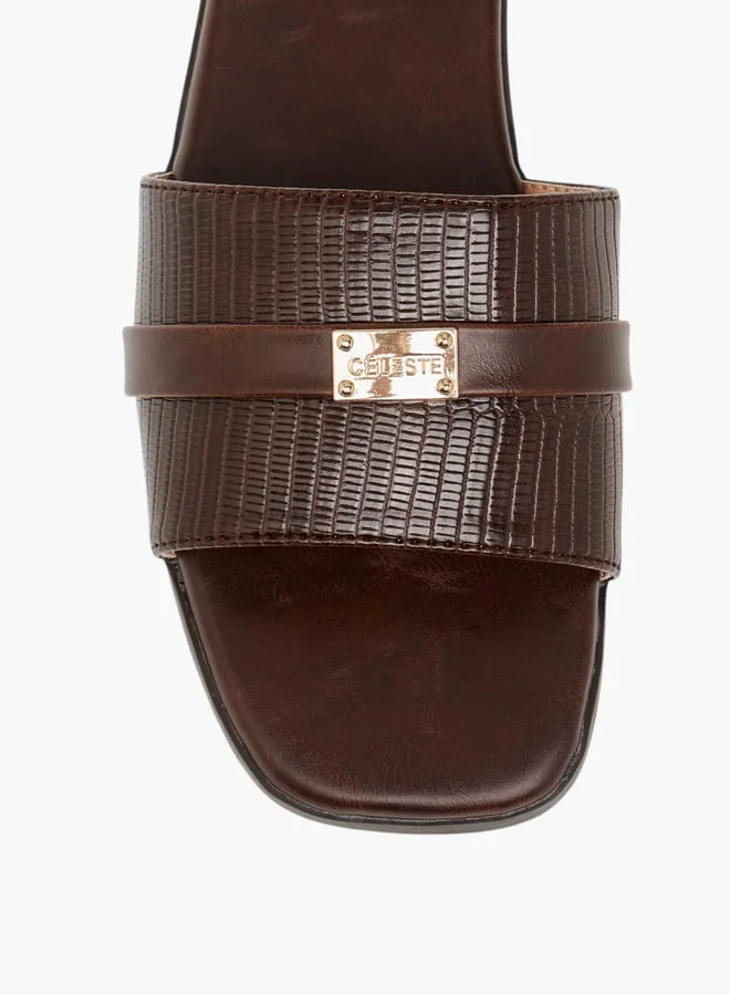 Celeste Women's Textured Slip-On Sandals with Metal Accent