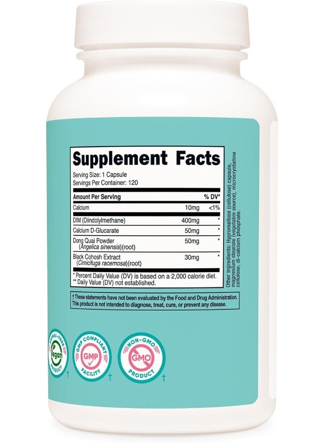 Nutricost مكمل نوتريكوست دايندوليلميثان DIM للنساء 400 ملغ، 120 كبسولة، مع دونغ كواي، كالسيوم وكوهوش أسود - نباتي، غير معدل وراثيًا وخالي من الغلوتين - Image 5