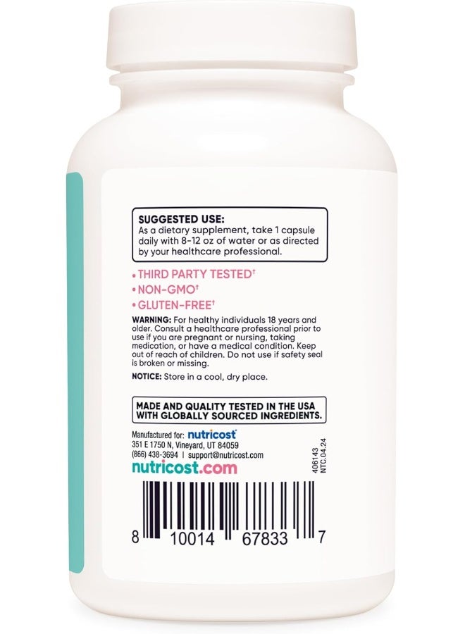 Nutricost مكمل نوتريكوست دايندوليلميثان DIM للنساء 400 ملغ، 120 كبسولة، مع دونغ كواي، كالسيوم وكوهوش أسود - نباتي، غير معدل وراثيًا وخالي من الغلوتين - Image 4