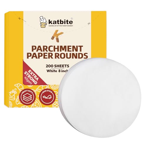 Katbite Heavy Duty Parchment Rounds 8 Inch 200 Pcs, Parchment Paper Rounds Available, Uses for Cake Baking, Air Fryer Liners - Image 1