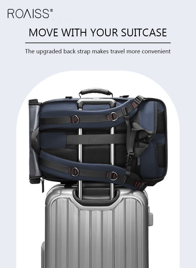 roaiss Multifunctional Travel Backpack with 17.3-inch Laptop and Shoes Compartment, Large Capacity Hiking Bag with USB Charging Port, Waterproof Carry On Weekender Bag with Anti-theft Spring Buckle, Suitable for Daily Commute, Overnight Flight and 5-7 Day Trips - Image 4