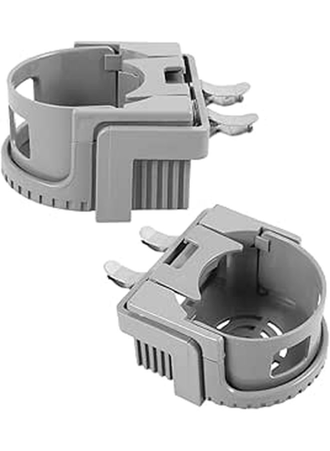 Universal Car Air Vent Cup Holder 2pcs Set Gray Drink Bottle Holder with Coin Storage Compatible with Most Vehicle Air Outlets for Travel Daily Use - Image 1