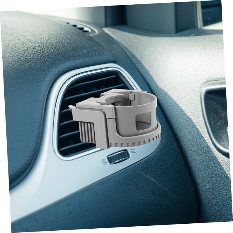 Universal Car Air Vent Cup Holder 2pcs Set Gray Drink Bottle Holder with Coin Storage Compatible with Most Vehicle Air Outlets for Travel Daily Use - Image 5