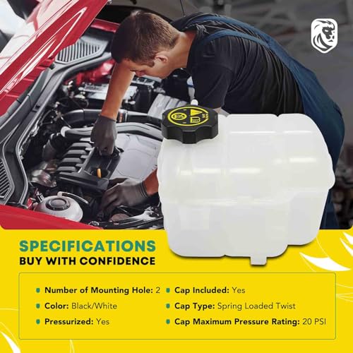 YHTAUTO Engine Coolant Recovery Overflow Reservoir Expansion Tank W/Pressurized Cap For 10-16 Chevrolet Cruze, 12-14 Orlando & 16-18 Buick Cascada, 12-17 Verano, Replace for# 13505353, 13393368 - Image 2