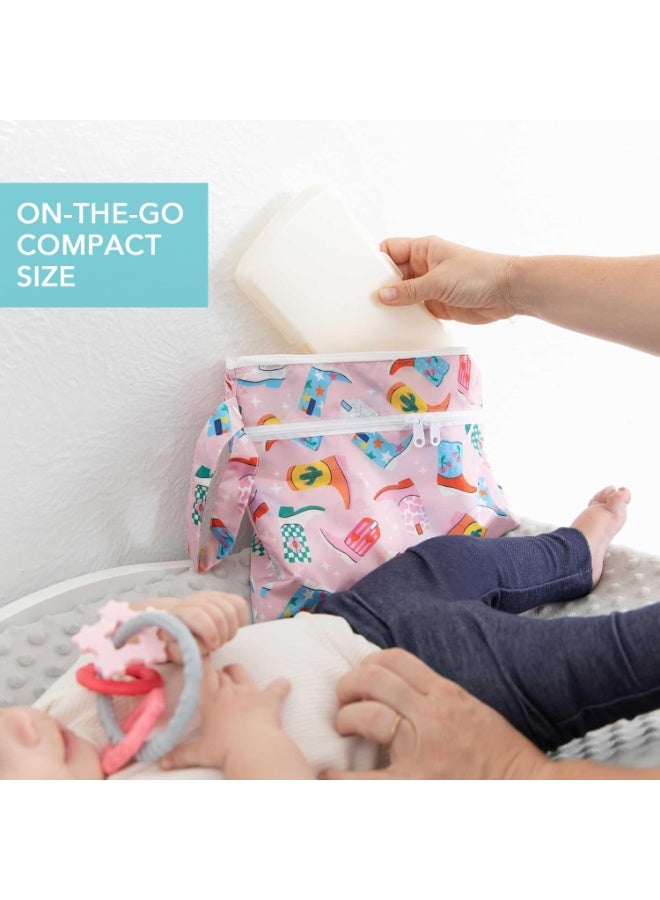 Bumkins Waterproof Wet Dry Clutch Bag for Baby, Travel, Swim Suit, Cloth Diapers, Pump Parts, Pool, Gym Clothes, Toiletry, Hook to Stroller, Pack for Daycare, Zip Bag, Packing Pouch, Cowgirl Boots - Image 2