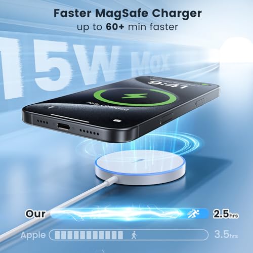 Voice-tank Magnetic Wireless Charger 15W 2 Pack Fast Mag Safe Charger for iPhone 17 Pro Max17 Pro16 Air171615141312 Series Charging Pad for AirPods Series LED Magnet Charging Pad - Image 3