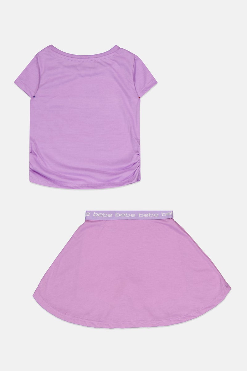 bebe Toddlers Girl 2 Pcs Brand Logo Outdoor Top And Skort Set, Multicolor - Image 2