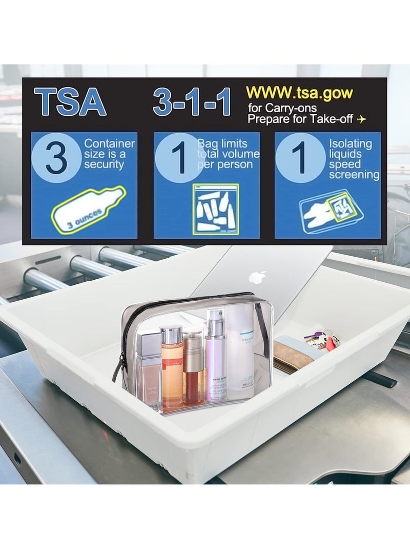 Excefore حقيبة مستحضرات التجميل للسفر الشفافة، 4 عبوات حقيبة مستحضرات تجميل مقاومة للماء، حقيبة مستحضرات تجميل مزودة بسحاب من PVC، حقيبة مكياج شفافة لتنظيم مستحضرات التجميل مع سحابات للرجال والنساء - 4 أحجام - Image 5