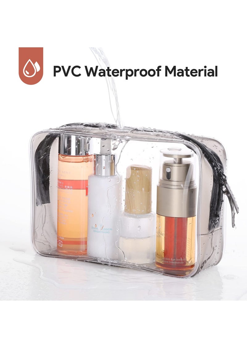 Excefore حقيبة مستحضرات التجميل للسفر الشفافة، 4 عبوات حقيبة مستحضرات تجميل مقاومة للماء، حقيبة مستحضرات تجميل مزودة بسحاب من PVC، حقيبة مكياج شفافة لتنظيم مستحضرات التجميل مع سحابات للرجال والنساء - 4 أحجام - Image 4