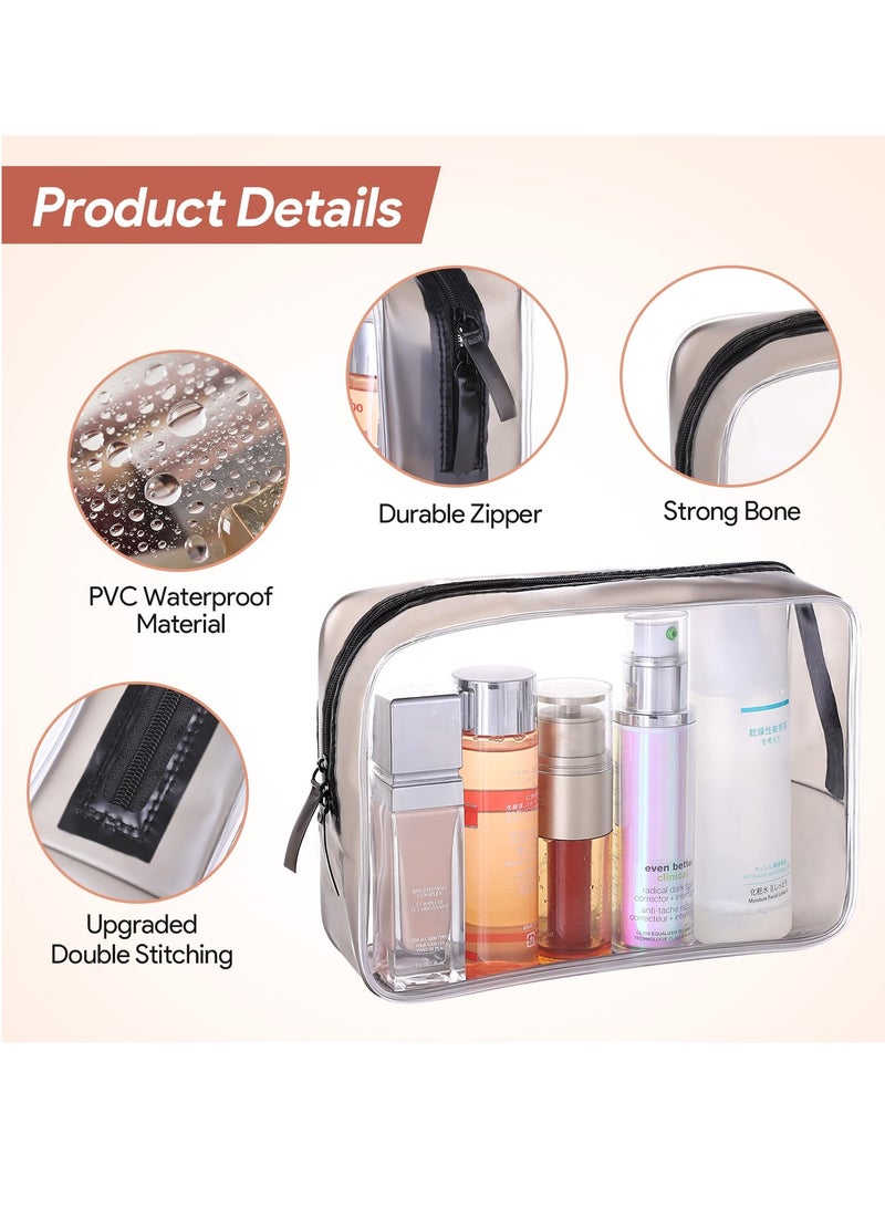 Excefore حقيبة مستحضرات التجميل للسفر الشفافة، 4 عبوات حقيبة مستحضرات تجميل مقاومة للماء، حقيبة مستحضرات تجميل مزودة بسحاب من PVC، حقيبة مكياج شفافة لتنظيم مستحضرات التجميل مع سحابات للرجال والنساء - 4 أحجام - Image 2