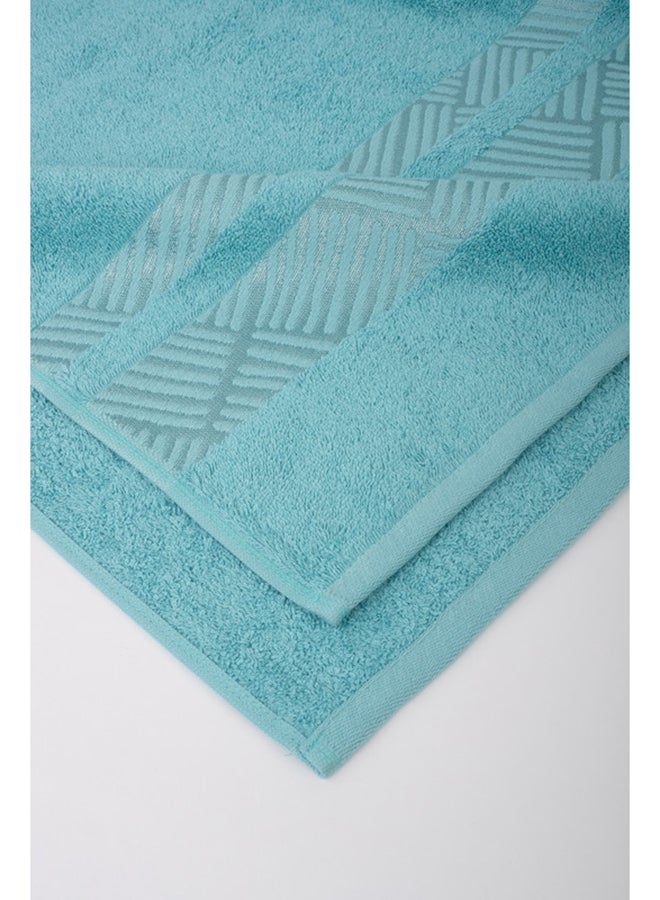 TRACK - 500 GSM - 100% Cotton Terry - Jacquard Border- 1 Bath Sheet 80X160 cm- Luxury Touch - Extra Absorbent-Turquoise