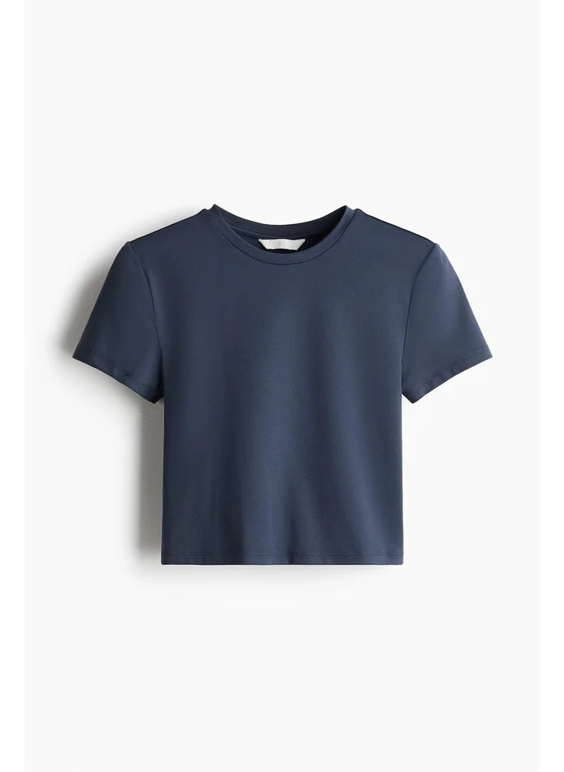 H&M Cropped microfibre T-shirt