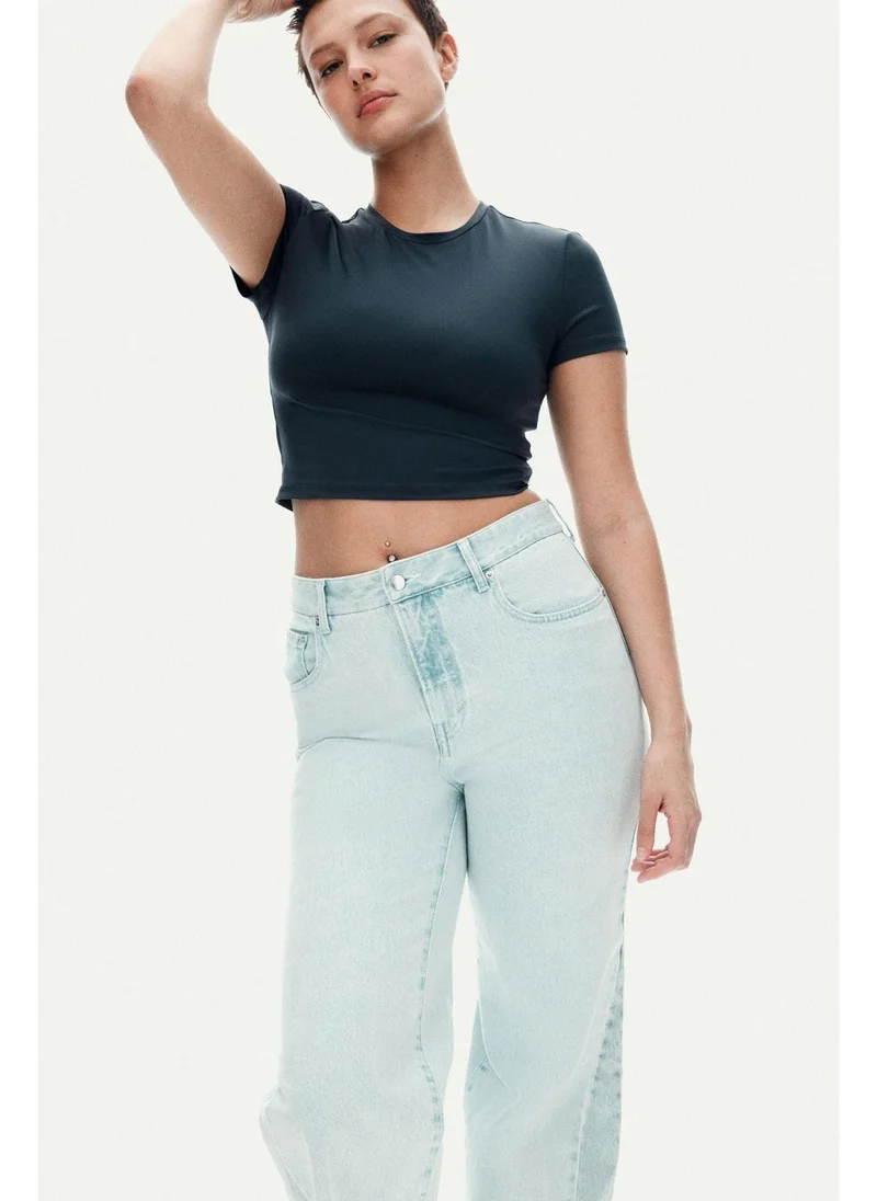 H&M Cropped microfibre T-shirt