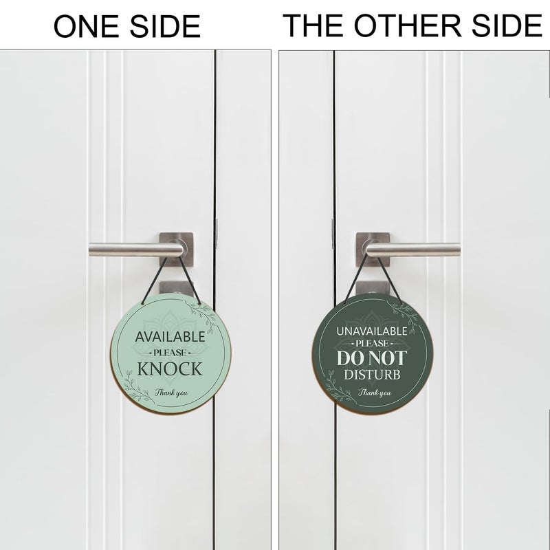 Shejdgart Do Not Disturb Door Hanger Sign - Shejdgart Available Please Knock Sign Green Double-Sided Do Not Disturb Signs Funny Office Door Signs Plaque for Home Clinic Therapy Office Meeting Hotel Decor - Image 3