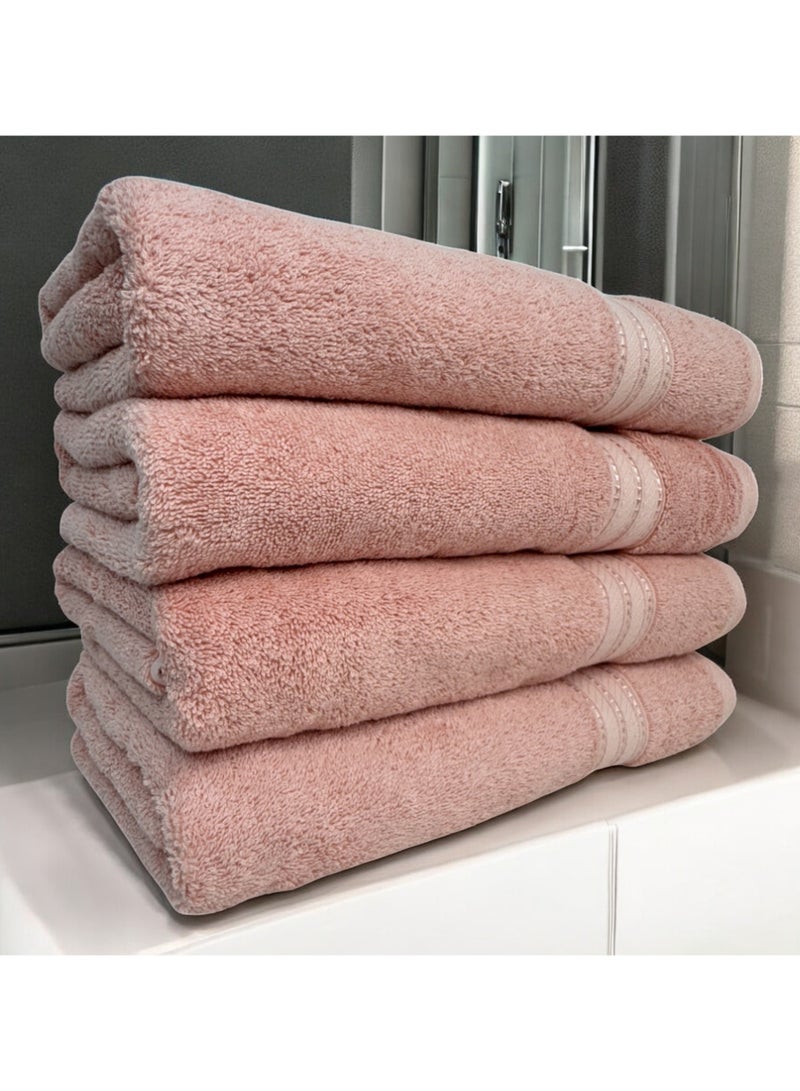 كاسينو Kassino Premium Bath Towels Set - (4 Pack, 70x140 cm), 580 GSM Bath Towel,100% Combed Cotton, Soft & Quick-Dry Towel for Bathroom, Highly Absorbent, Double Stitched Hotel Quality Towels | Evening Sand - Image 2
