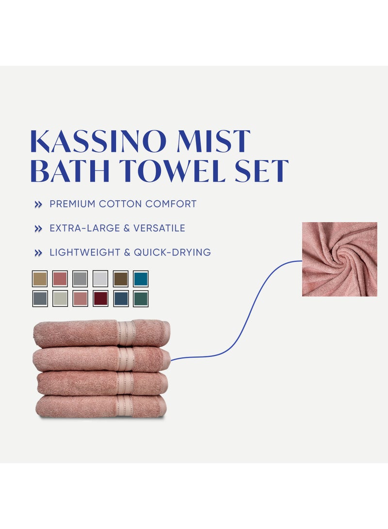 كاسينو Kassino Premium Bath Towels Set - (4 Pack, 70x140 cm), 580 GSM Bath Towel,100% Combed Cotton, Soft & Quick-Dry Towel for Bathroom, Highly Absorbent, Double Stitched Hotel Quality Towels | Evening Sand - Image 3