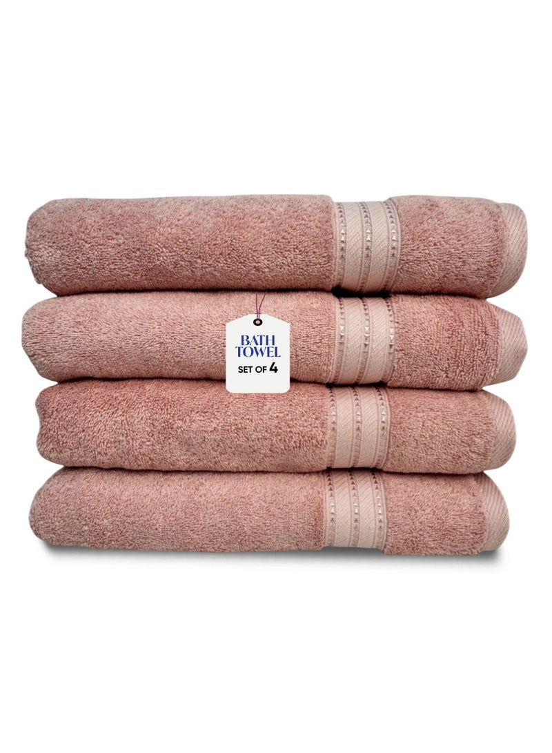 كاسينو Kassino Premium Bath Towels Set - (4 Pack, 70x140 cm), 580 GSM Bath Towel,100% Combed Cotton, Soft & Quick-Dry Towel for Bathroom, Highly Absorbent, Double Stitched Hotel Quality Towels | Evening Sand - Image 1